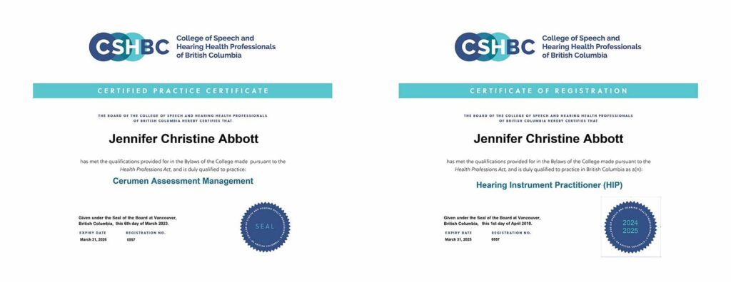 Jennifer-hear-at-home-certificates-combined-north-vancouver1