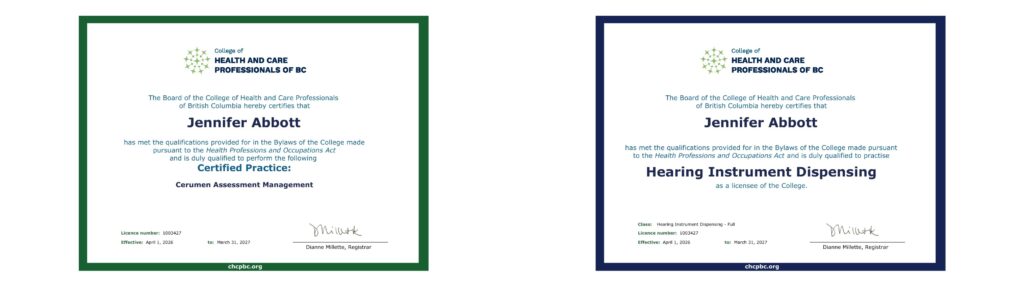 Jennifer Abbott Combined Certificates