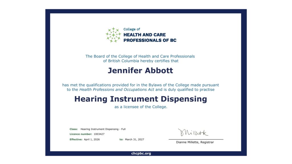 Hearing Instrument Dispensing – Full Licence